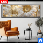 Wechselmotiv Dia Funkelnde Blumen In Gold Panorama Produktvorschau mit dem Bild Funkelnde Blumen in Gold im Format Panorama.