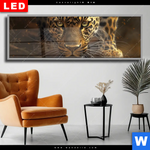 Wechselmotiv Dia Geheimnisvoller Leopard Panorama Produktvorschau mit dem Bild Geheimnisvoller Leopard im Format Panorama.