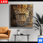 Wechselmotiv Dia Geheimnisvoller Leopard Quadrat Produktvorschau mit dem Bild Geheimnisvoller Leopard im Format Quadrat.