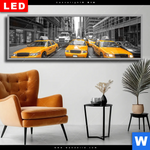 Wechselmotiv Dia Gelbe Taxis New York Panorama Produktvorschau mit dem Bild Gelbe Taxis New York im Format Panorama.