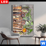 Wechselmotiv Dia Gewuerze Auf Holzloeffeln Hochformat Produktvorschau mit dem Bild Gewürze auf Holzlöffeln im Format Hochformat.