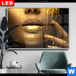 Wechselmotiv Dia Goldene Lippen Querformat Produktvorschau mit dem Bild Goldene Lippen im Format Querformat.