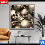 Wechselmotiv Dia Goldene Schaedel Quadrat Produktvorschau mit dem Bild Goldene Schädel im Format Quadrat.