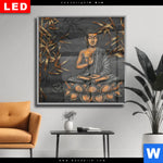 Wechselmotiv Dia Goldener Buddha Bambus Quadrat Produktvorschau mit dem Bild Goldener Buddha & Bambus im Format Quadrat.