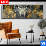 Wechselmotiv Dia Goldener Wolfblick Panorama Produktvorschau mit dem Bild Goldener Wolfblick im Format Panorama.