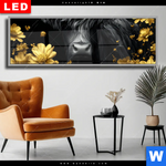 Wechselmotiv Dia Goldenes Hochlandrind Panorama Produktvorschau mit dem Bild Goldenes Hochlandrind im Format Panorama.