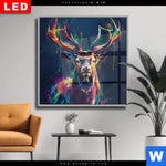 Wechselmotiv Dia Hirsch Im Leuchtenden Farbmix Quadrat Produktvorschau mit dem Bild Hirsch im leuchtenden Farbmix im Format Quadrat.