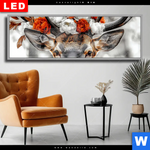 Wechselmotiv Dia Hirsch Mit Blumenkrone Panorama Produktvorschau mit dem Bild Hirsch mit Blumenkrone im Format Panorama.