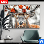 Wechselmotiv Dia Hirsch Mit Blumenkrone Querformat Produktvorschau mit dem Bild Hirsch mit Blumenkrone im Format Querformat.