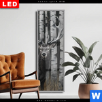 Wechselmotiv Dia Hirschportraet Vor Birken Schmal Produktvorschau mit dem Bild Hirschporträt vor Birken im Format Schmal.