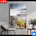 Wechselmotiv Dia Holztreppe Auf Berg Mit Wolken Hochformat Produktvorschau mit dem Bild Holztreppe auf Berg mit Wolken im Format Hochformat.