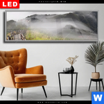 Wechselmotiv Dia Holztreppe Auf Berg Mit Wolken Panorama Produktvorschau mit dem Bild Holztreppe auf Berg mit Wolken im Format Panorama.