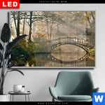 Wechselmotiv Dia Idyllischer Wald Mit Bruecke Querformat Produktvorschau mit dem Bild Idyllischer Wald mit Brücke im Format Querformat.