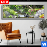 Wechselmotiv Dia Japanischer Garten Mit Wasserlauf Panorama Produktvorschau mit dem Bild Japanischer Garten mit Wasserlauf im Format Panorama.