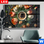 Wechselmotiv Dia Kaffee Inmitten Wunderschoener Blumen Querformat Produktvorschau mit dem Bild Kaffee inmitten wunderschöner Blumen im Format Querformat.