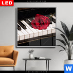 Wechselmotiv Dia Klavier Rose Quadrat Produktvorschau mit dem Bild Klavier & Rose im Format Quadrat.