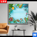 Wechselmotiv Dia Kraeuter Auf Blauem Holztisch Quadrat Produktvorschau mit dem Bild Kräuter auf blauem Holztisch im Format Quadrat.