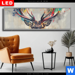 Wechselmotiv Dia Kreativer Hirsch Mit Farbspritzern Panorama Produktvorschau mit dem Bild Kreativer Hirsch mit Farbspritzern im Format Panorama.