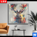 Wechselmotiv Dia Kreativer Hirsch Mit Farbspritzern Quadrat Produktvorschau mit dem Bild Kreativer Hirsch mit Farbspritzern im Format Quadrat.