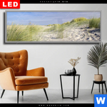 Wechselmotiv Dia Kuestenwanderung Durch Sandduenen Panorama Produktvorschau mit dem Bild Küstenwanderung durch Sanddünen im Format Panorama.