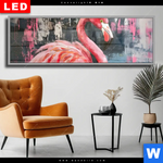 Wechselmotiv Dia Kunstvoller Flamingo Panorama Produktvorschau mit dem Bild Kunstvoller Flamingo im Format Panorama.
