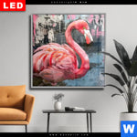 Wechselmotiv Dia Kunstvoller Flamingo Quadrat Produktvorschau mit dem Bild Kunstvoller Flamingo im Format Quadrat.