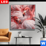 Wechselmotiv Dia Kuschelnde Flamingos Quadrat Produktvorschau mit dem Bild Kuschelnde Flamingos im Format Quadrat.