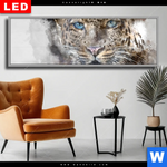 Wechselmotiv Dia Leopard Aquarell Panorama Produktvorschau mit dem Bild Leopard Aquarell im Format Panorama.