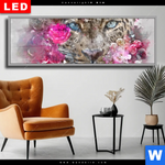 Wechselmotiv Dia Leopard Blumen Panorama Produktvorschau mit dem Bild Leopard & Blumen im Format Panorama.