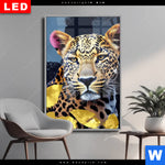 Wechselmotiv Dia Leopard Eleganz Trifft Farbe Hochformat Produktvorschau mit dem Bild Leopard - Eleganz trifft Farbe im Format Hochformat.