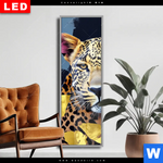 Wechselmotiv Dia Leopard Eleganz Trifft Farbe Schmal Produktvorschau mit dem Bild Leopard - Eleganz trifft Farbe im Format Schmal.