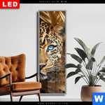 Wechselmotiv Dia Leopard Im Goldenen Dschungel Schmal Produktvorschau mit dem Bild Leopard im goldenen Dschungel im Format Schmal.