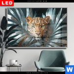 Wechselmotiv Dia Leopard Zwischen Blaettern Querformat Produktvorschau mit dem Bild Leopard zwischen Blättern im Format Querformat.