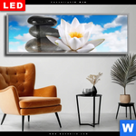 Wechselmotiv Dia Lilie Zensteine Panorama Produktvorschau mit dem Bild Lilie & Zensteine im Format Panorama.