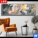 Wechselmotiv Dia Lilien Im Morgenlicht Panorama Produktvorschau mit dem Bild Lilien im Morgenlicht im Format Panorama.