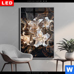 Wechselmotiv Dia Lilien In Goldenem Rauch Hochformat Produktvorschau mit dem Bild Lilien in goldenem Rauch im Format Hochformat.