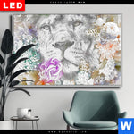 Wechselmotiv Dia Loewe Blumen Querformat Produktvorschau mit dem Bild Löwe & Blumen im Format Querformat.