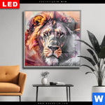 Wechselmotiv Dia Loewe Im Farbensturm Quadrat Produktvorschau mit dem Bild Löwe im Farbensturm im Format Quadrat.