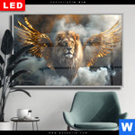 Wechselmotiv Dia Loewe Mit Goldenen Fluegeln Querformat Produktvorschau mit dem Bild Löwe mit goldenen Flügeln im Format Querformat.