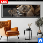 Wechselmotiv Dia Loewen Staerke Und Zaertlichkeit Panorama Produktvorschau mit dem Bild Löwen - Stärke und Zärtlichkeit im Format Panorama.
