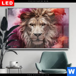Wechselmotiv Dia Loewengesicht In Buntem Rauch Querformat Produktvorschau mit dem Bild Löwengesicht in buntem Rauch im Format Querformat.