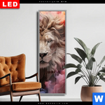 Wechselmotiv Dia Loewengesicht In Buntem Rauch Schmal Produktvorschau mit dem Bild Löwengesicht in buntem Rauch im Format Schmal.