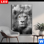 Wechselmotiv Dia Loewengesicht In Rauch Hochformat Produktvorschau mit dem Bild Löwengesicht in Rauch im Format Hochformat.