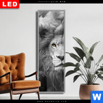 Wechselmotiv Dia Loewengesicht In Rauch Schmal Produktvorschau mit dem Bild Löwengesicht in Rauch im Format Schmal.