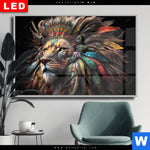 Wechselmotiv Dia Loewenkopf Mit Bunten Federn Querformat Produktvorschau mit dem Bild Löwenkopf mit bunten Federn im Format Querformat.