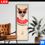 Wechselmotiv Dia Lustiger Hund Am Strand Schmal Produktvorschau mit dem Bild Lustiger Hund am Strand im Format Schmal.