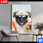 Wechselmotiv Dia Lustiger Hund Mit Burger Hochformat Produktvorschau mit dem Bild Lustiger Hund mit Burger im Format Hochformat.