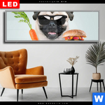 Wechselmotiv Dia Lustiger Hund Mit Burger Panorama Produktvorschau mit dem Bild Lustiger Hund mit Burger im Format Panorama.