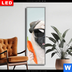 Wechselmotiv Dia Lustiger Hund Mit Burger Schmal Produktvorschau mit dem Bild Lustiger Hund mit Burger im Format Schmal.