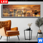 Wechselmotiv Dia Manhatten Bei Sonnenuntergang Panorama Produktvorschau mit dem Bild Manhatten bei Sonnenuntergang im Format Panorama.